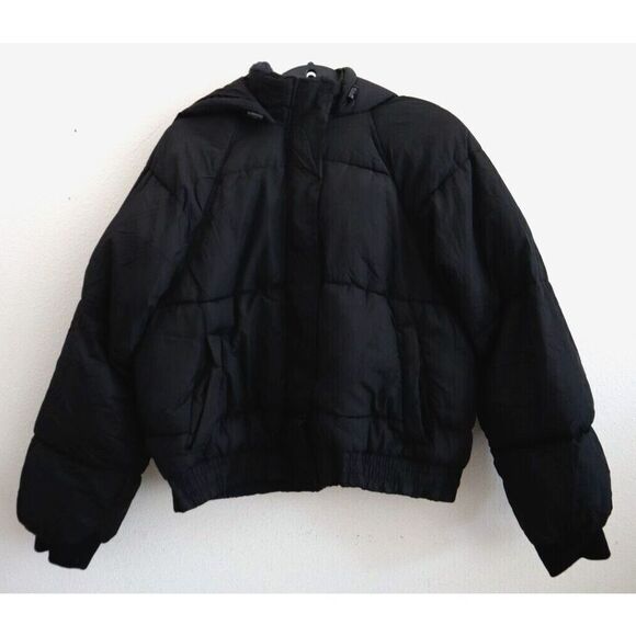 Aéropostale 8681 Women's Sz L Black Oversized Quilted Hooded Puffer Jacket - Picture 1 of 7